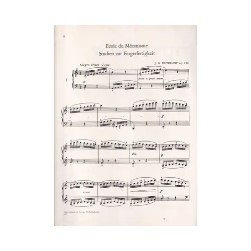 Ecole du Mecanisme, Studien zur Fibgerfertigkeit op. 120