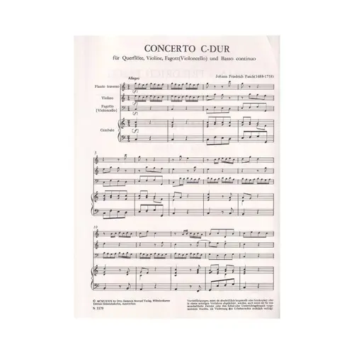 Concerto C dur fur querflote, violine, fagott und basso continuo