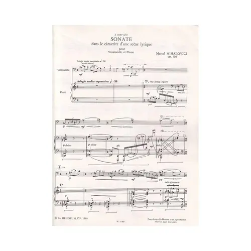Sonate dans le caractere d'une scene lyrique pour violoncelle et piano