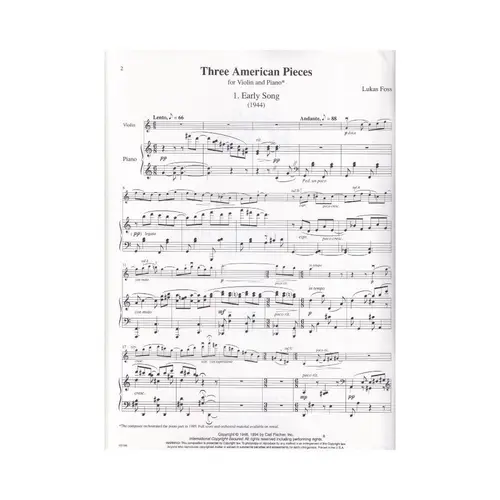 Three American pieces for violino and piano