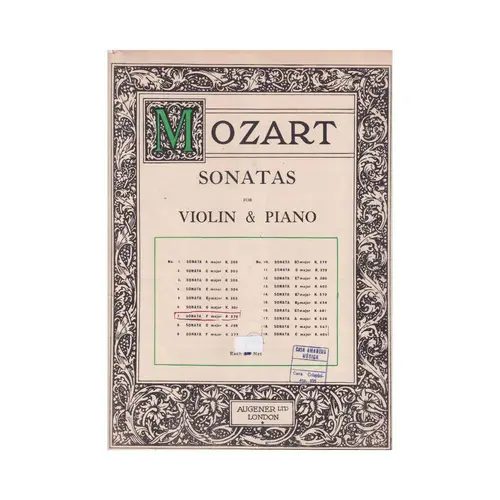 Sonata for violin & piano n. 7 F major opus 2 n.1 KV 376
