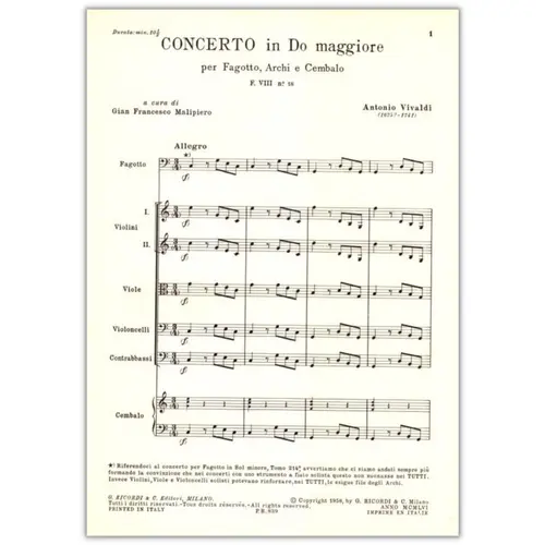 Concerto In Do Maggiore - F. Viii N.18 - Tomo 239 RV 467