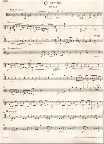 String Quartet in A minor Op. 132 - set of parts