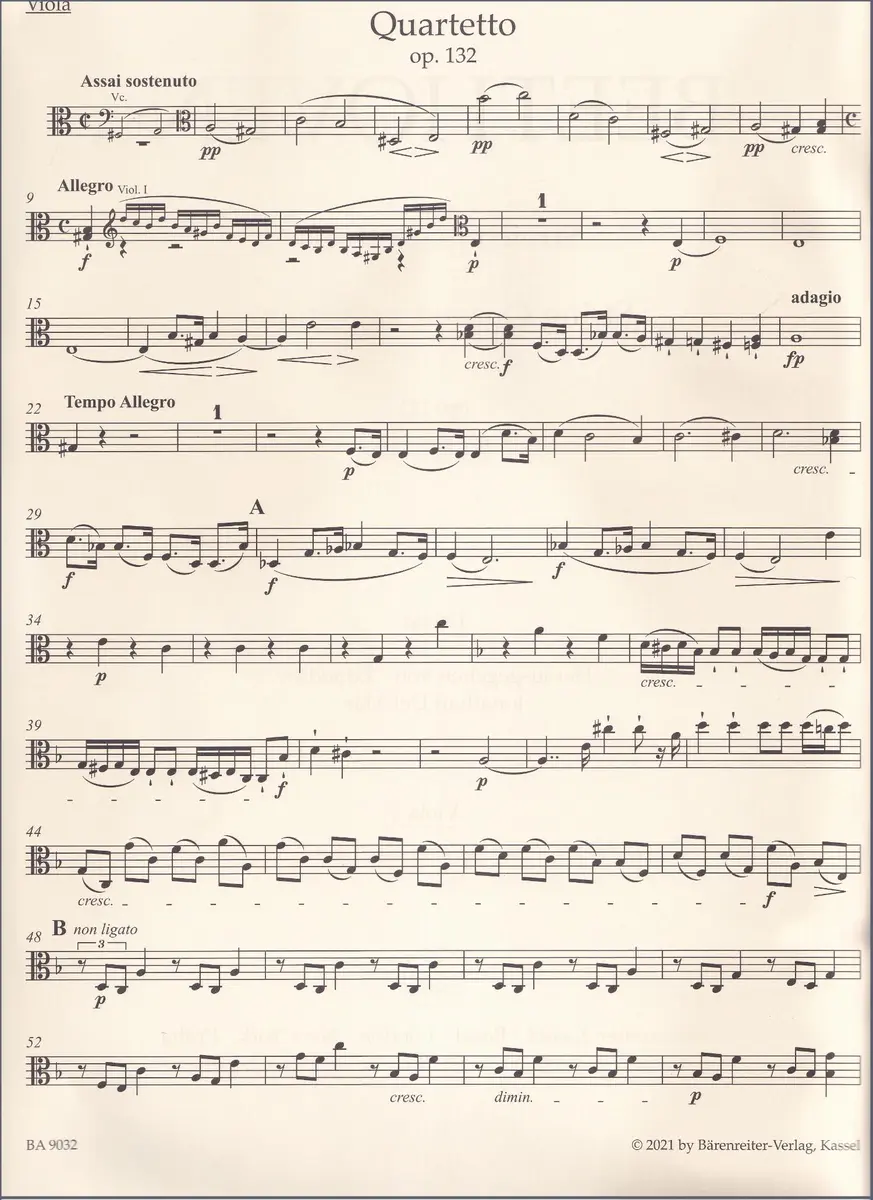 String Quartet in A minor Op. 132 - set of parts