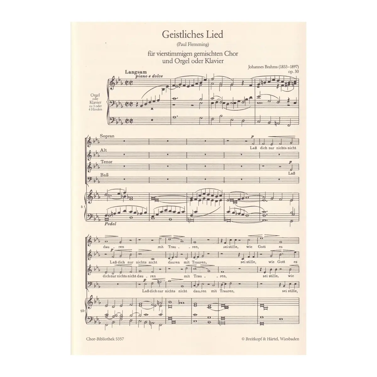 Geistliches Lied Op. 30 - choral score (kit 5 unidades)