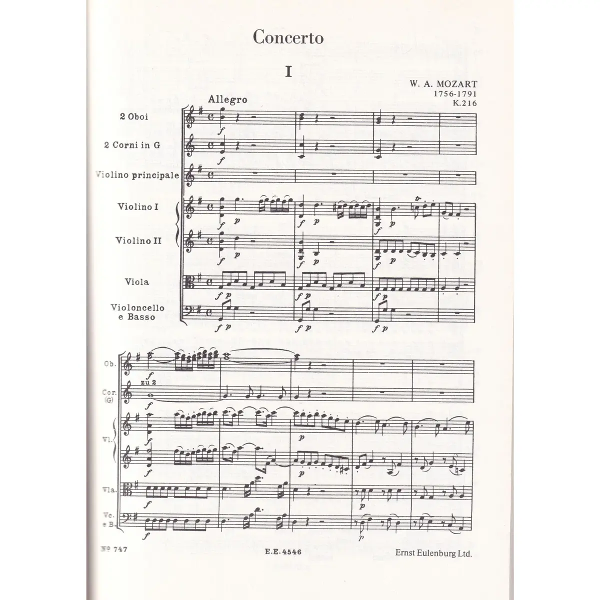 Concerto For Violin G-Dur  Kv 216