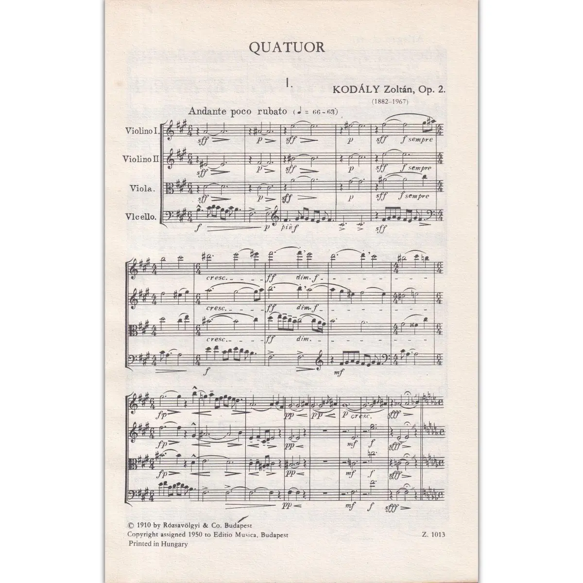 I.Vonosnegyes (Quarteto De Cordas N.1)