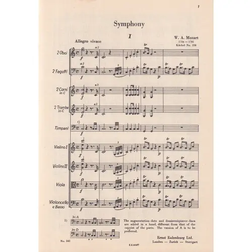 Symphony C Major - Kv 338 E Kv 409  (partitura de estudo)