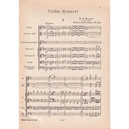 Violinconzert D Dur  Kv 218 (partitura de estudo)