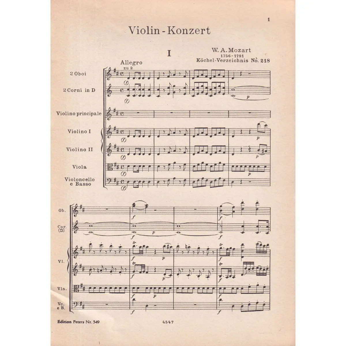 Violinconzert D Dur  Kv 218 (partitura de estudo)