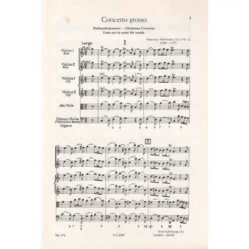 Concerto Grosso C Dur Op.3 N.12   Weihnachtskonzer