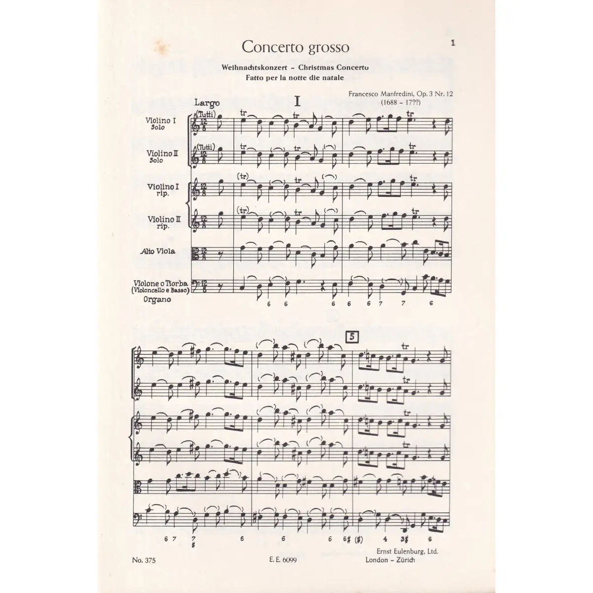 Concerto Grosso C Dur Op.3 N.12   Weihnachtskonzer