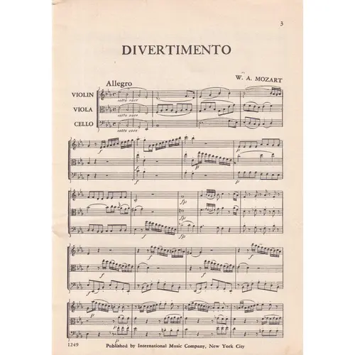 Divertimento In E Flat Maj - Kv 563 ( study score)