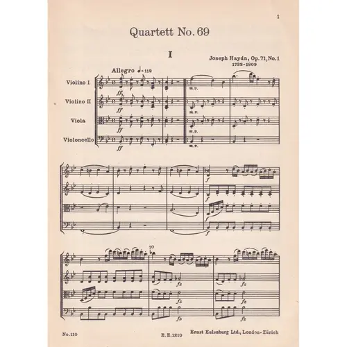 String Quartet Bb Major - Op.71 N.1
