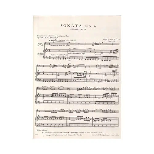 Sonata N.6 In B Flat Maj. (Viola)