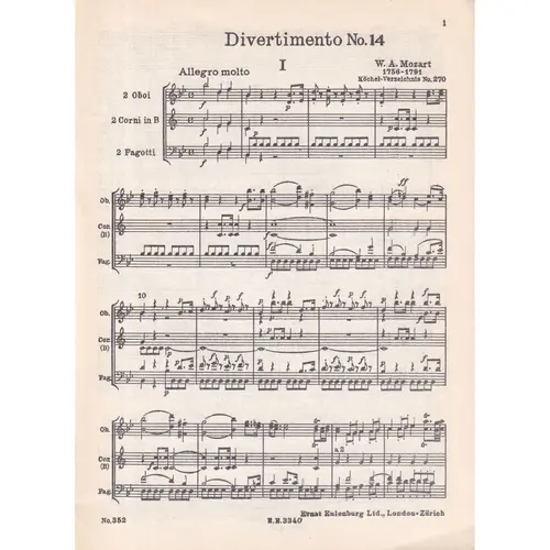 Divertimento N.14 Bb Maj. Kv 270
