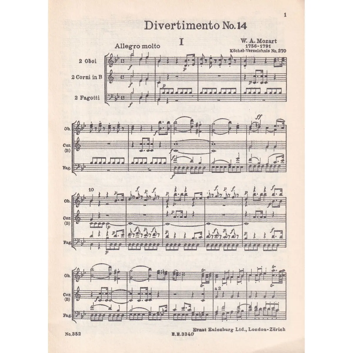 Divertimento N.14 Bb Maj. Kv 270