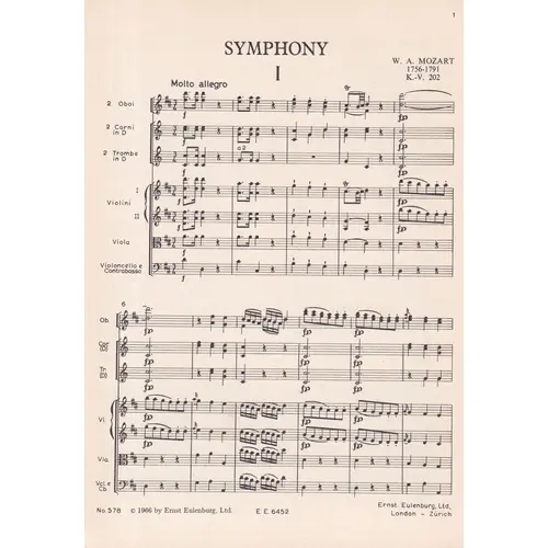 Symphony D Maj. Kv 202