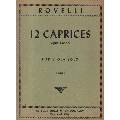 12 Caprices - Op.3 And Op.5 - Viola