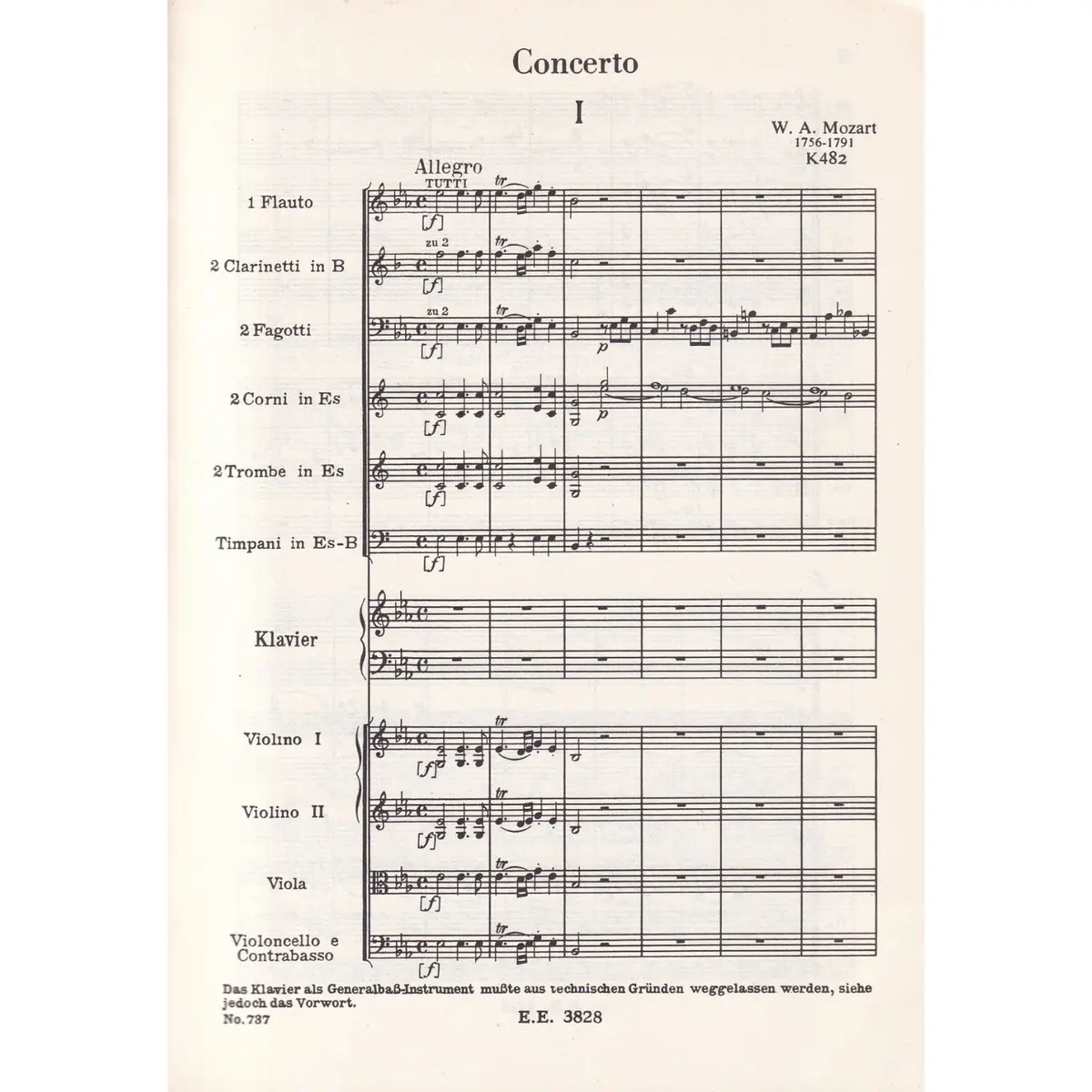 Piano Concerto Eb Maj. Kv 482