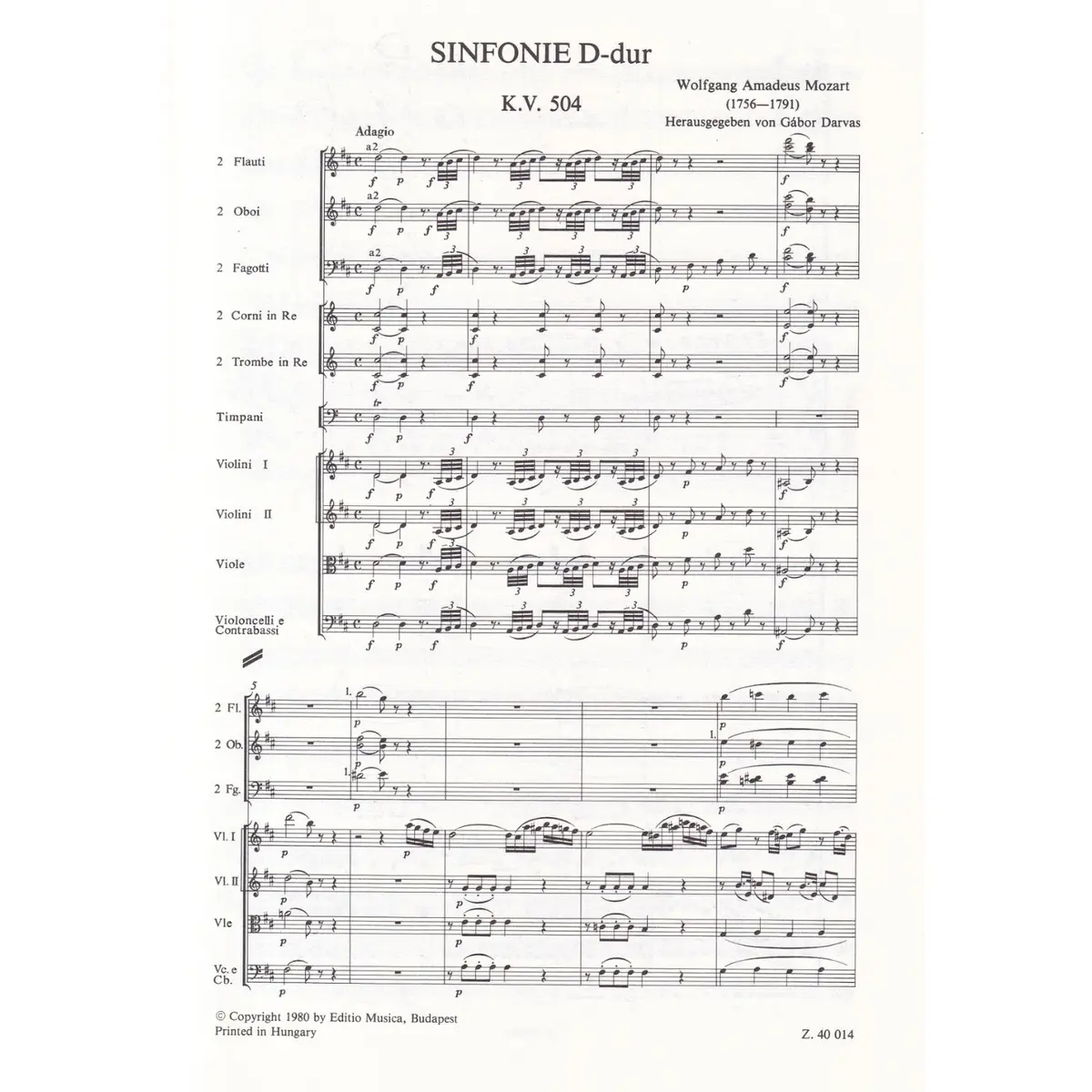 Sinfonie D-Dur KV 504 - study score