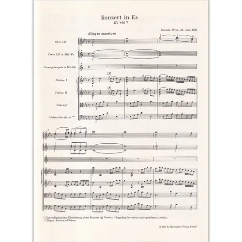 Konzert In Es Fur Horn-Kv 495