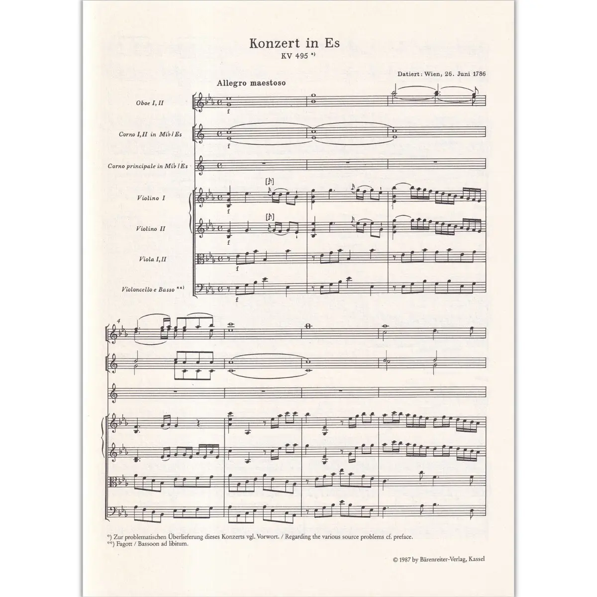 Konzert In Es Fur Horn-Kv 495