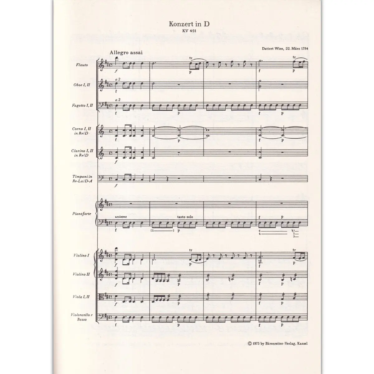 Konzert In D Fur Klavier  Kv 451