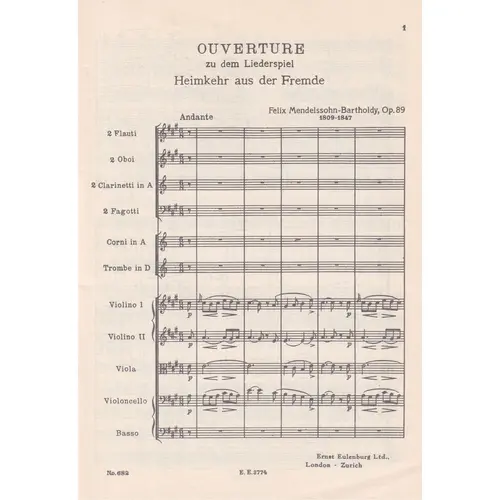 Heimkehr Aus Der Fremde - Op.89   Son And Stranger