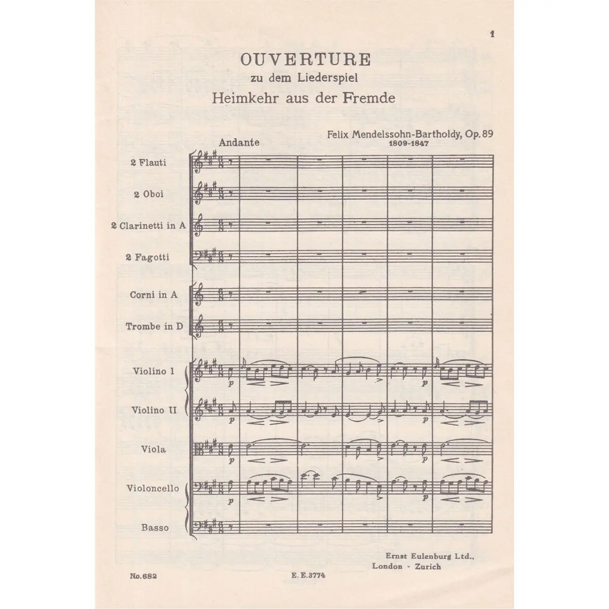 Heimkehr Aus Der Fremde - Op.89   Son And Stranger