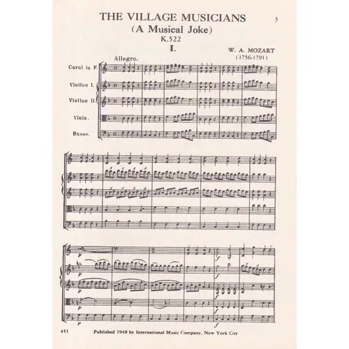 The Village Musicians -K.522-Scor