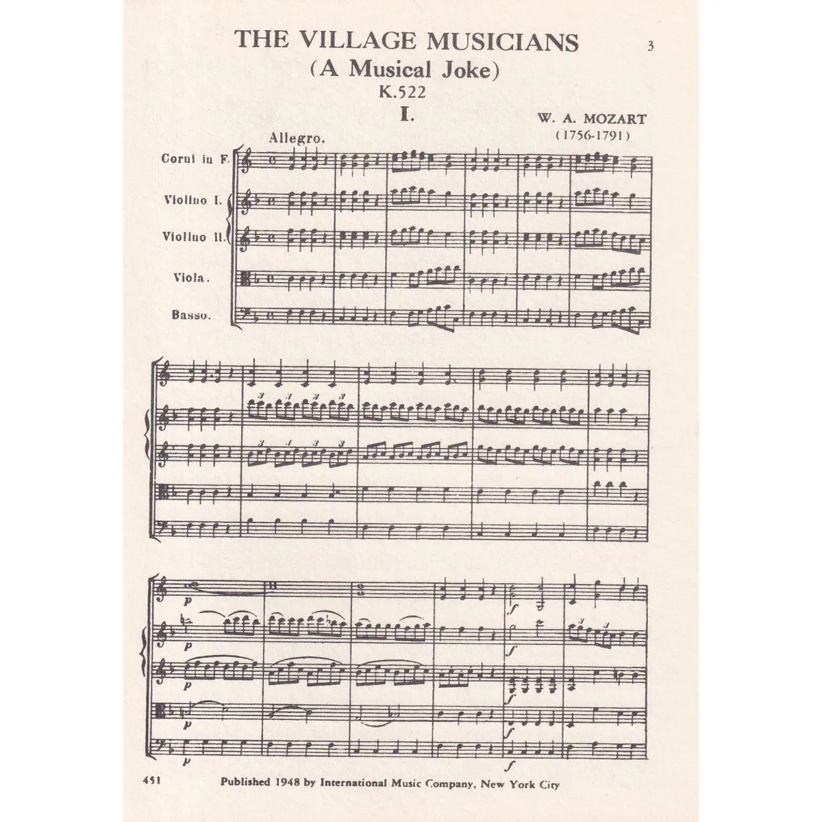 The Village Musicians -K.522-Scor