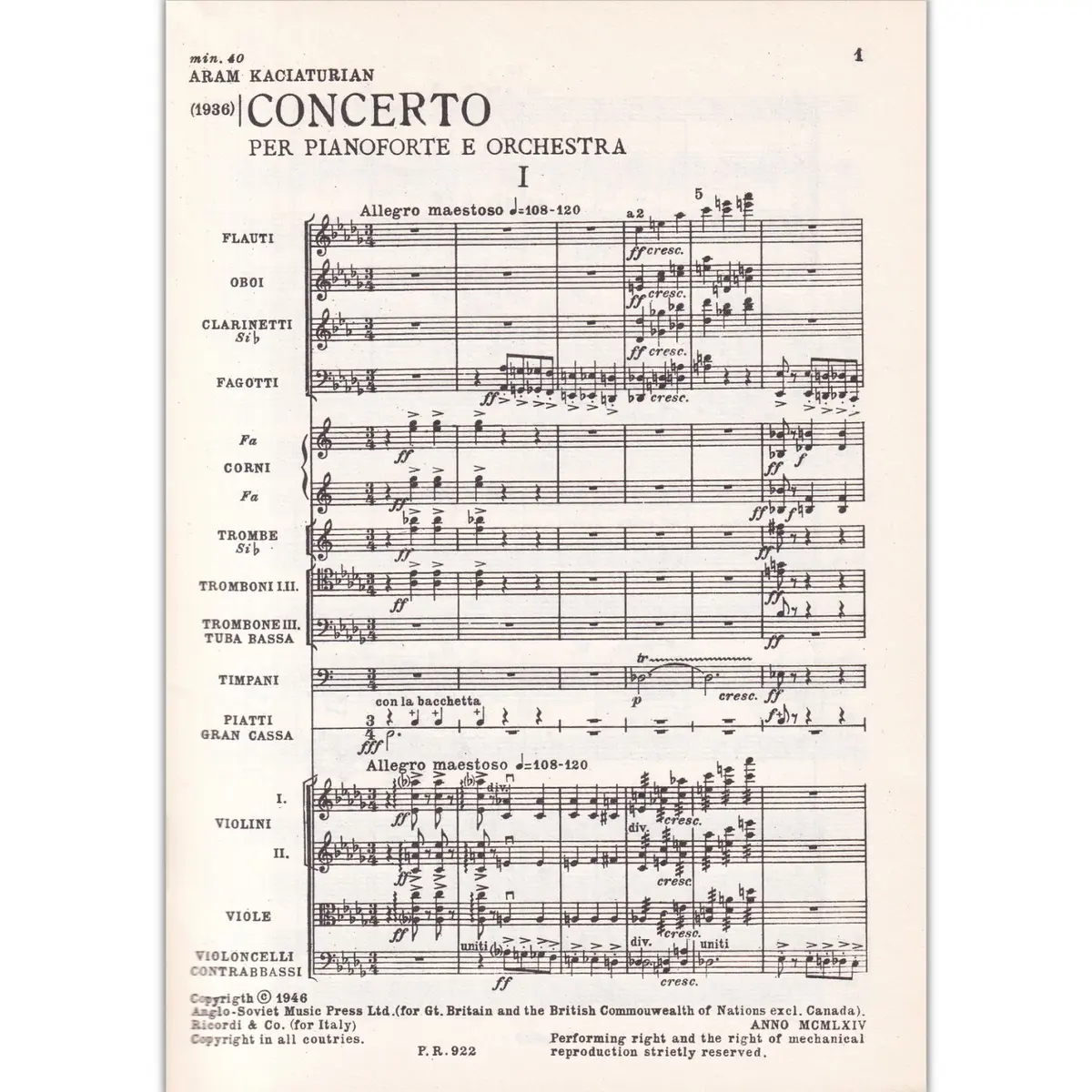 Concerto Per Piano E Orq. (partitura de bolso)