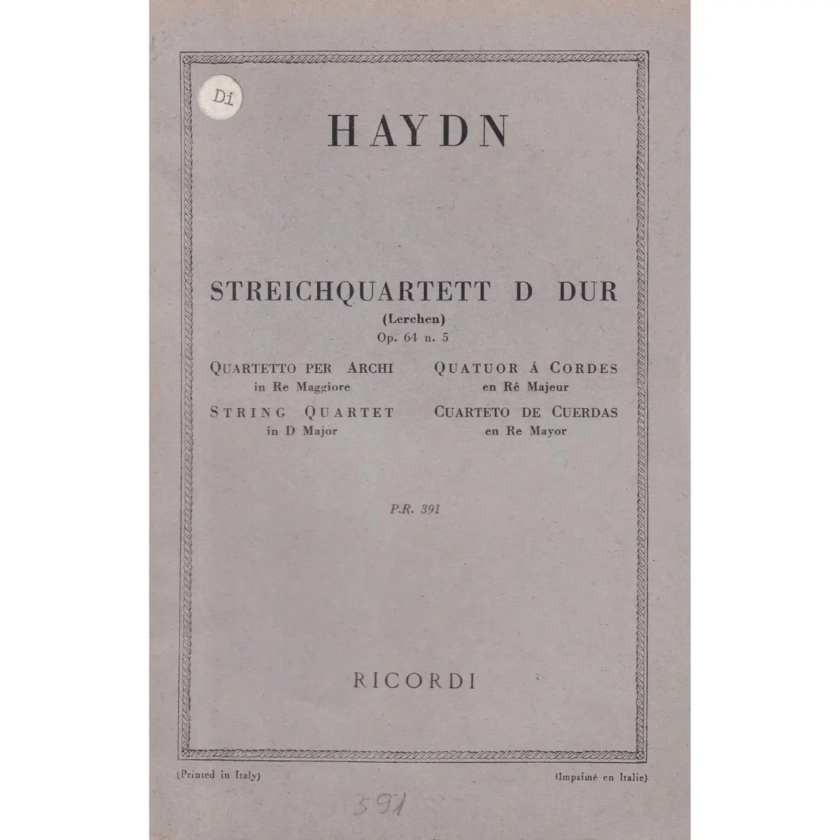 Streichquartett D Dur - Op.64 N.5  (partitura de bolso)