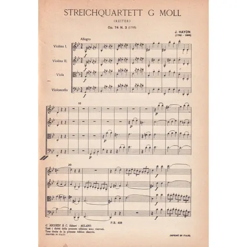 Streichquartett G Moll - Op.74 N.3  (partitura de bolso)