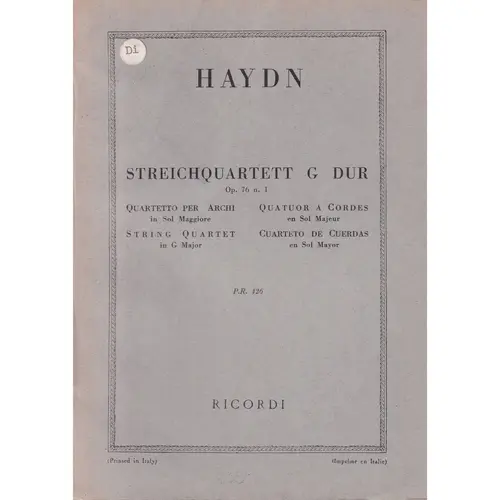 Streichquartett G Dur - Op.76 N.1  (partitura de bolso)