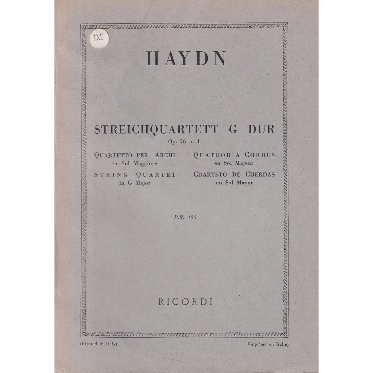 Streichquartett G Dur - Op.76 N.1  (partitura de bolso)