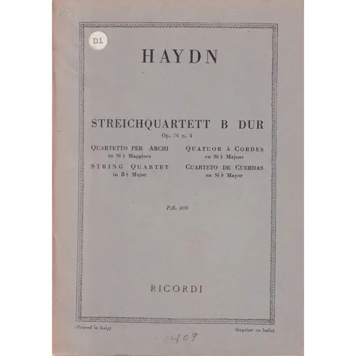 Streichquartett B Dur - Op.76 N.4  (partitura de bolso)