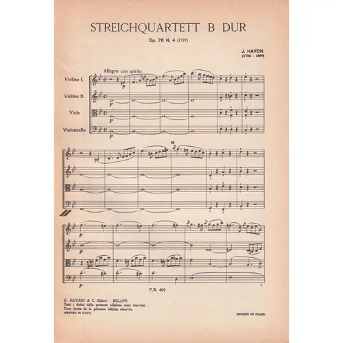 Streichquartett B Dur - Op.76 N.4  (partitura de bolso)