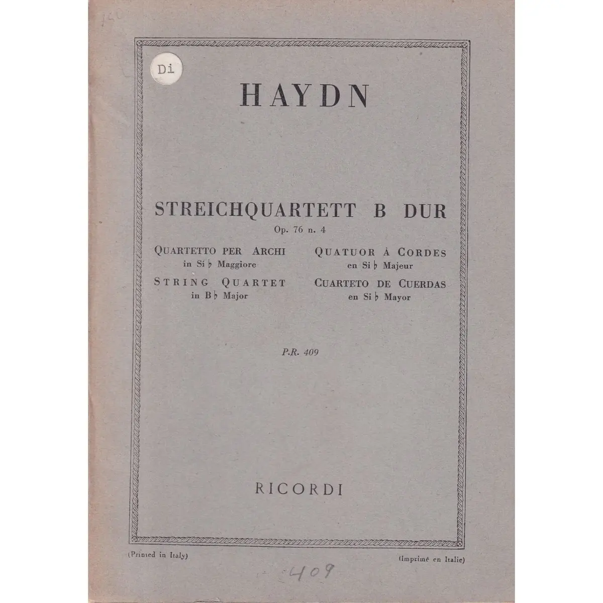 Streichquartett B Dur - Op.76 N.4  (partitura de bolso)