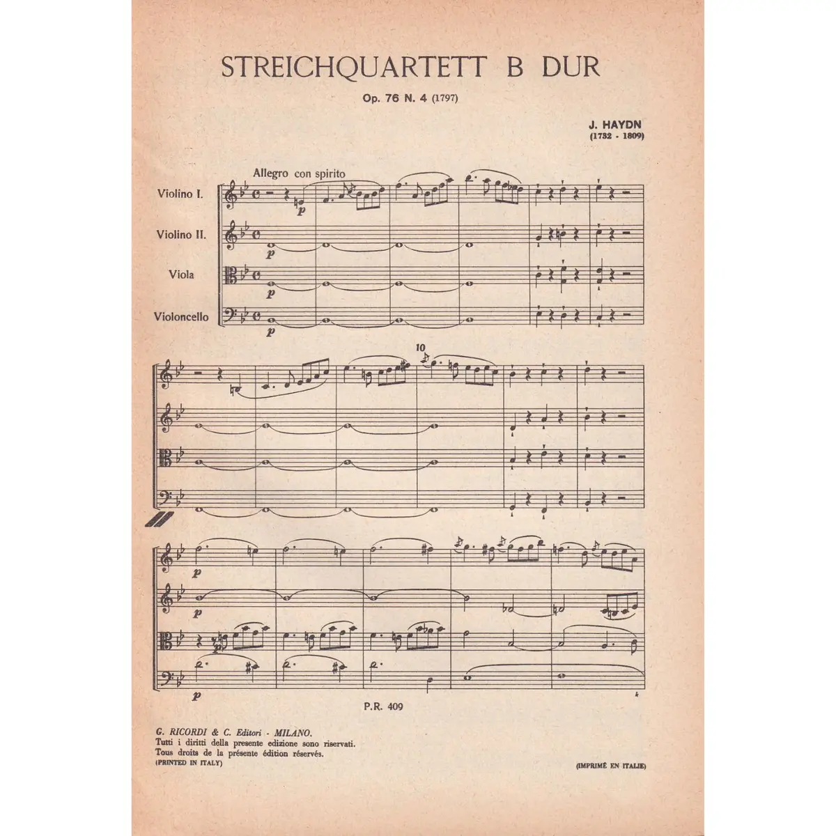 Streichquartett B Dur - Op.76 N.4  (partitura de bolso)