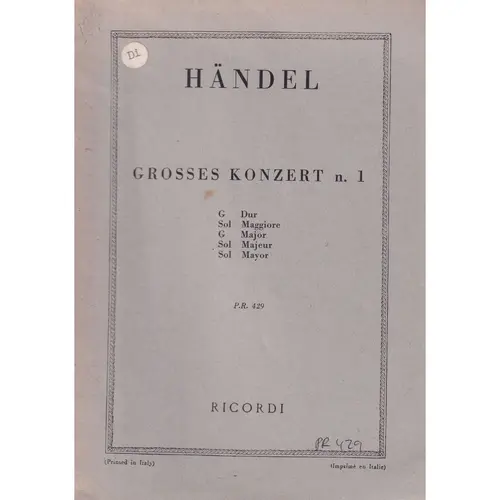 Grosses Konzert N.1 - G Dur  (partitura de bolso)  (Edição Antiga)