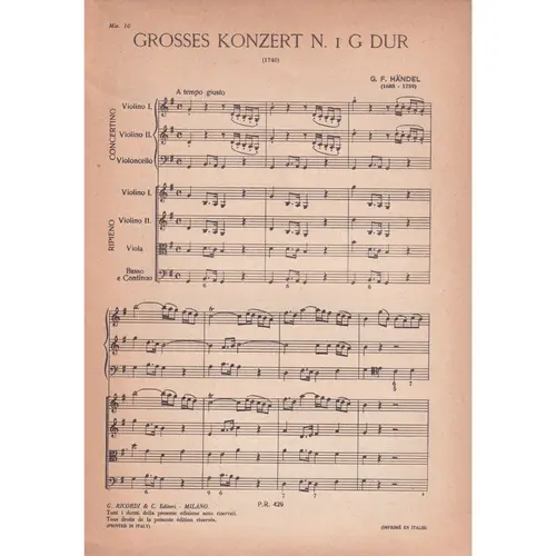 Grosses Konzert N.1 - G Dur  (partitura de bolso)  (Edição Antiga)