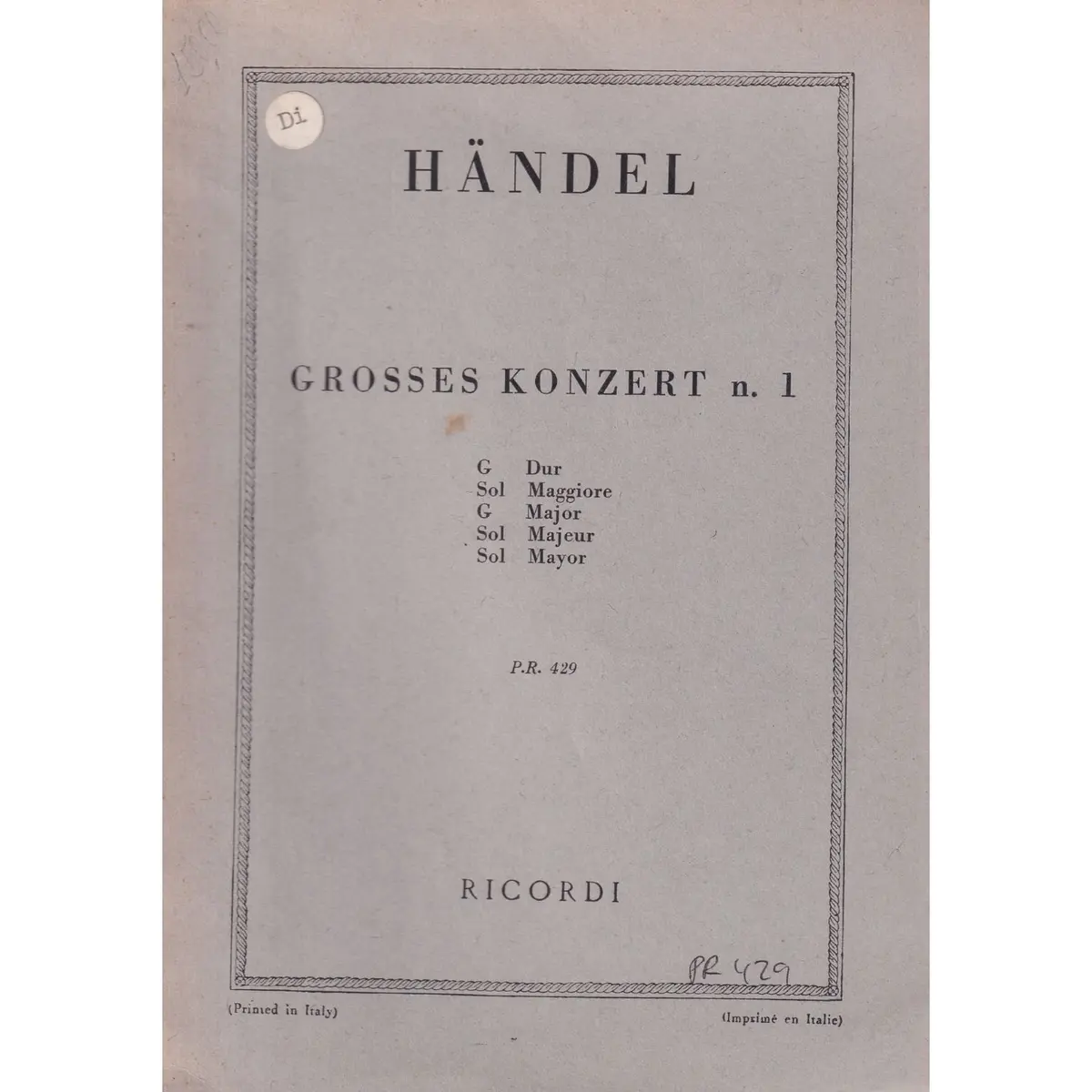 Grosses Konzert N.1 - G Dur  (partitura de bolso)  (Edição Antiga)