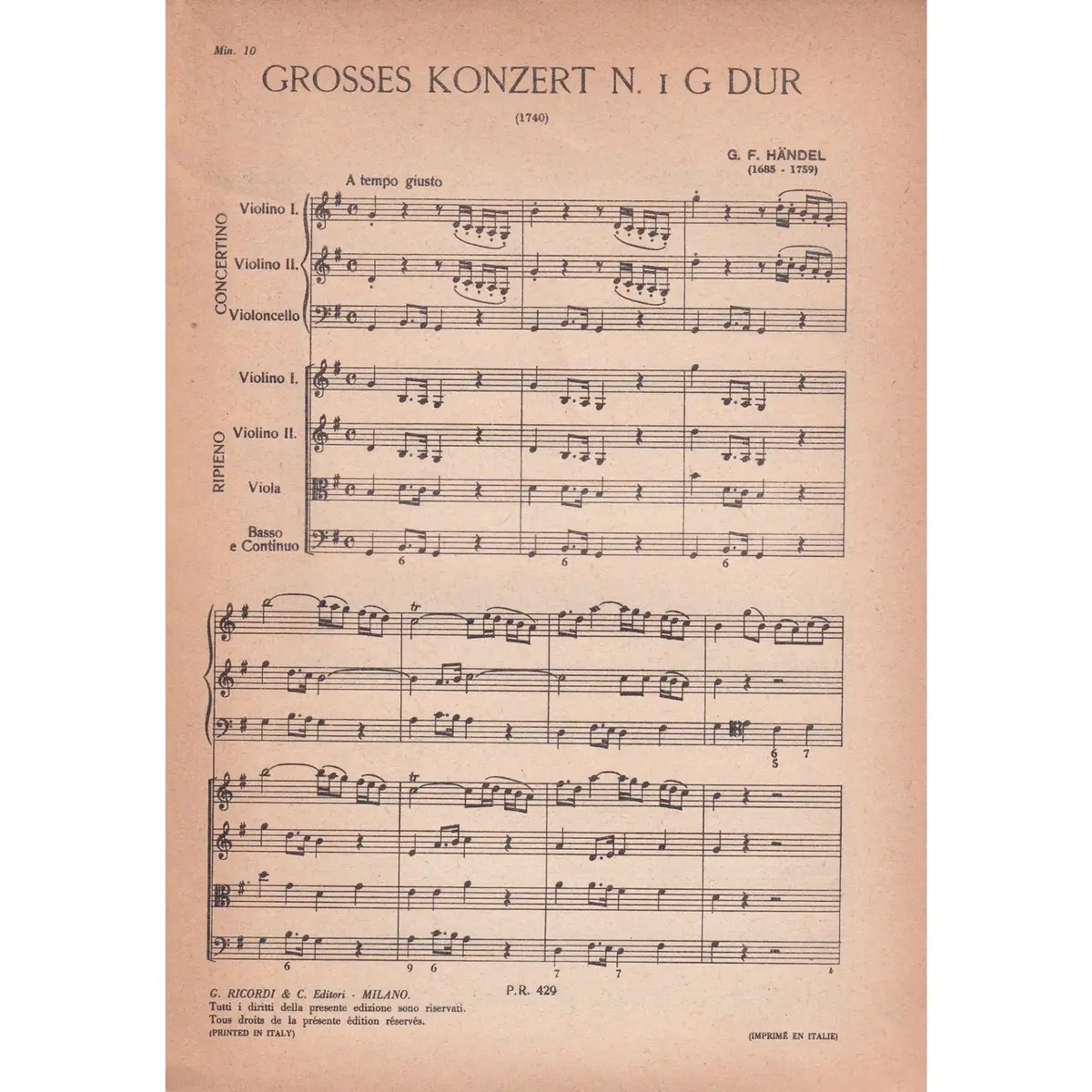 Grosses Konzert N.1 - G Dur  (partitura de bolso)  (Edição Antiga)