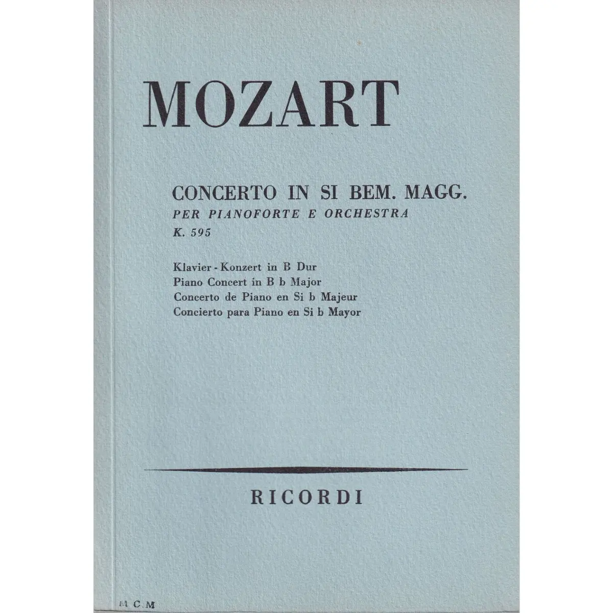 Concerto In Si B Mag.-K 595-Piano