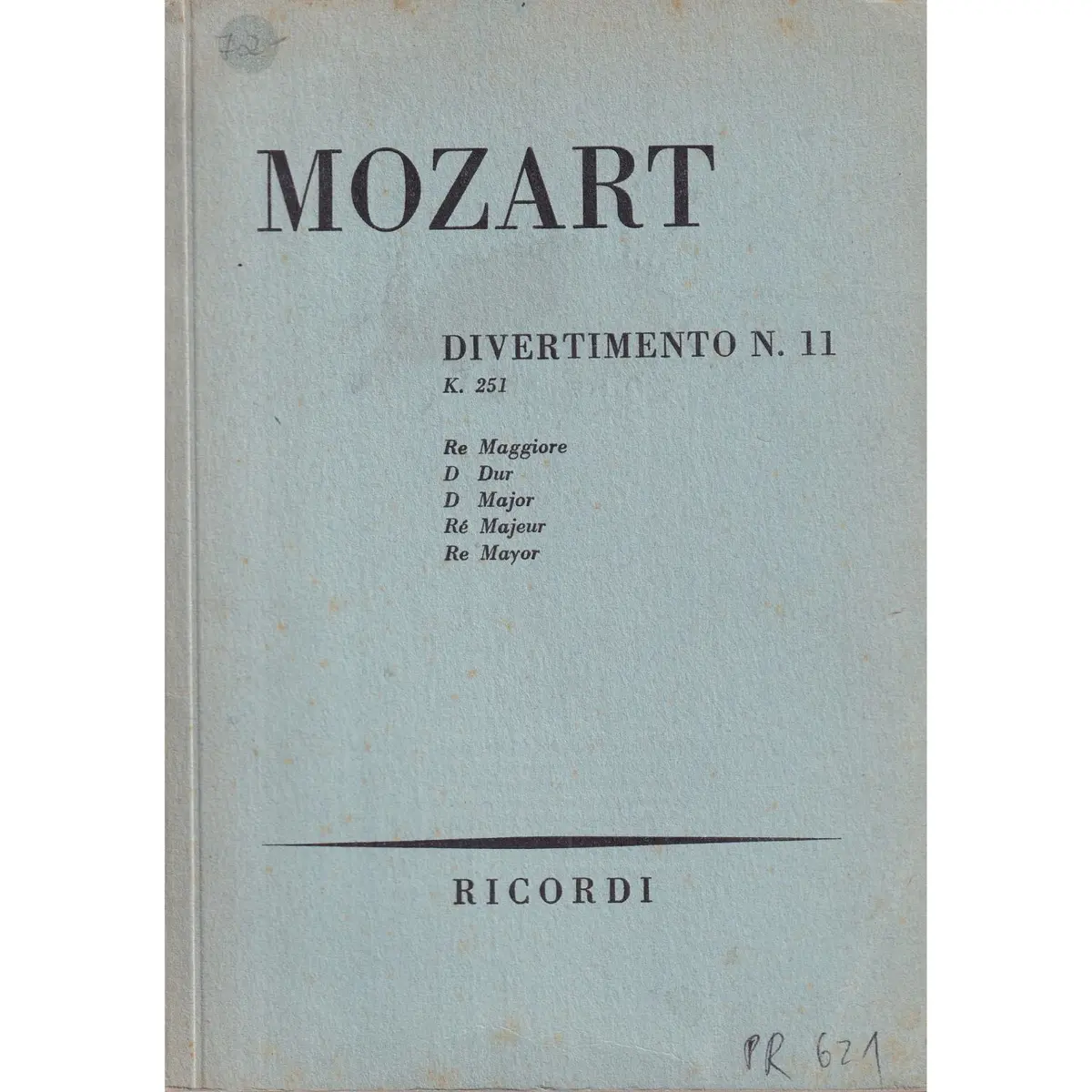 Divertimento N.11 -K 251-Re Maj.