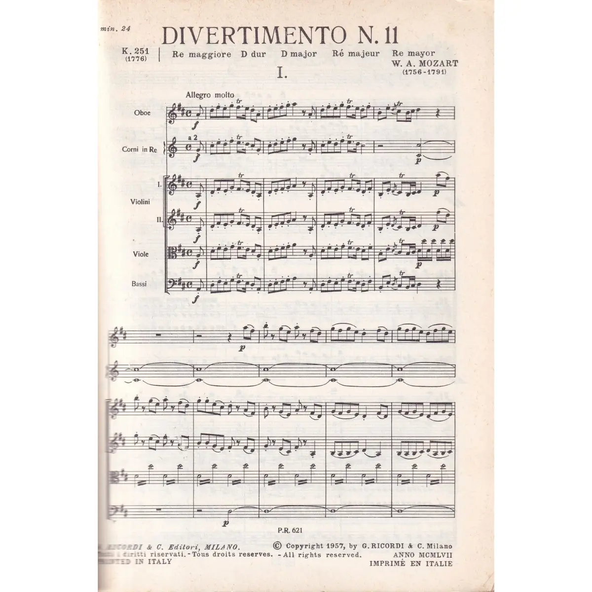 Divertimento N.11 -K 251-Re Maj.