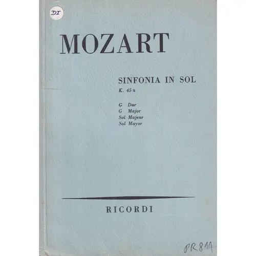 Sinfonia In Sol Maj - Kv 45 A  (partitura de bolso)
