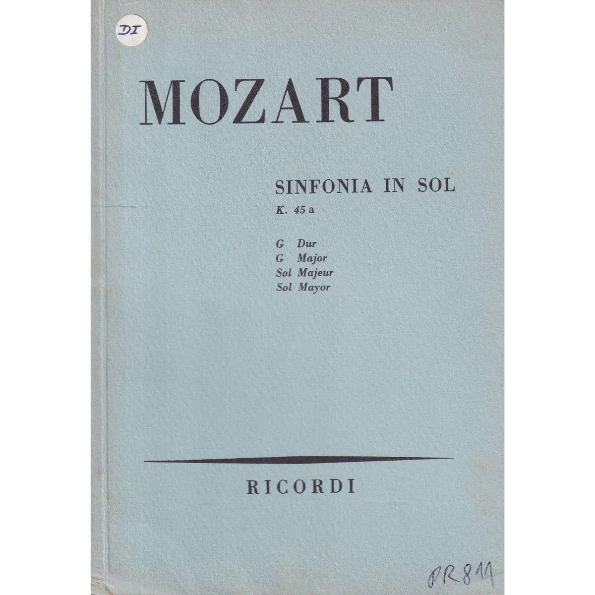 Sinfonia In Sol Maj - Kv 45 A  (partitura de bolso)